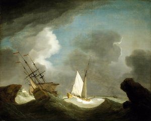 Ein Schiff der Ostindien-Kompanie und eine britische königliche Yacht