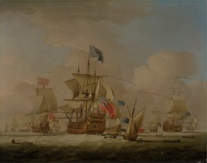 Britische Kriegsschiffe und eine Schaluppe von Peter Monamy