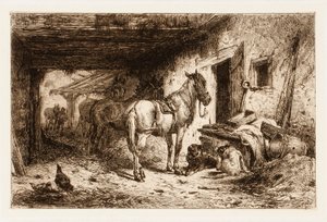 Ohne Titel (Pferde und Stallhof)