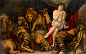 Daniel in der Löwengrube aus der Daniel-Bibel (Druck)