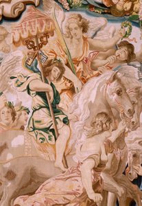 Flämischer Wandteppich. Serie Der Triumph der Eucharistie. Der Triumph der Kirche. Achter Wandteppich der Serie. Modell Peter Paul Rubens. 1626-1628. Herstellung Jan II Raes, Brüssel