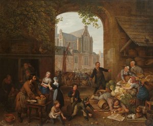 Zwei Betrunkene auf dem Markt nahe der Westerkerk in Amsterdam