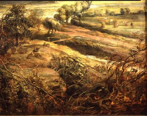 Herbstlandschaft mit Blick auf Het Steen am frühen Morgen, um 1636 (Detail)