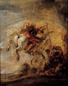 Bellerophon besteigt Pegasos durch seinen Speer die Chimäre. Gemälde von Pierre Paul Rubens (1577-1640) von Peter Paul Rubens