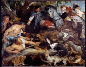 Wildschweinjagd. Gemälde von Peter Paul Rubens (1577-1640) von Peter Paul Rubens