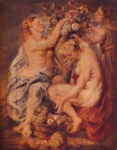 Ceres und zwei Nymphen mit einem Füllhorn, ca. 1617 von Peter Paul Rubens