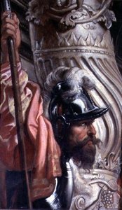 Hellebardenträger, Fragment der Gonzaga-Familie in Anbetung der Dreifaltigkeit (Detail) von Peter Paul Rubens