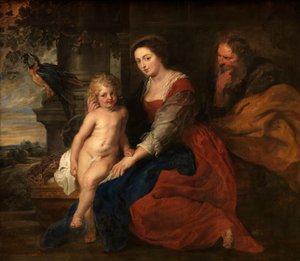 Heilige Familie mit einem Papagei