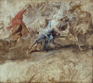 Löwenjagd (Rückseite: Vermählung in Procuratione) von Peter Paul Rubens