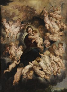 Maria mit Kind im Engelskranz