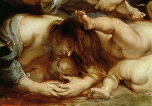 Massaker der Unschuldigen, Mutter und Kind (Detail) von Peter Paul Rubens