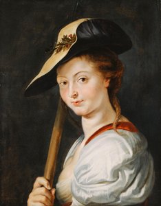 Porträt einer jungen Frau, angeblich Suzanna Fourment, Brustbild, als Schäferin