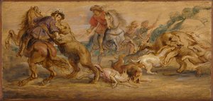 Studie für Die Bärenjagd für den Alcázar, Madrid, ca. 1639 von Peter Paul Rubens