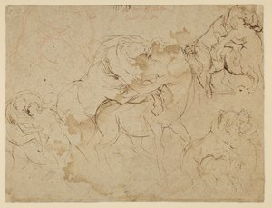 Studie männlicher Figuren und weiblicher Zentauren (Centaurides) (verso)