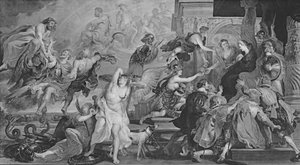 Die Apotheose von Heinrich IV. und die Proklamation der Regentschaft von Maria de Medici von Peter Paul Rubens