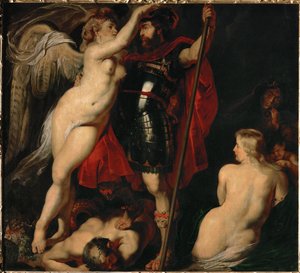Der Held der Tugend, Mars, gekrönt von der Siegesgöttin von Peter Paul Rubens