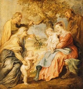 Die Heilige Familie besucht von den Heiligen Elisabeth, Zacharias und dem kleinen Johannes dem Täufer von Peter Paul Rubens