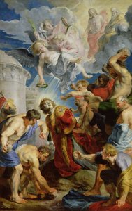 Die Steinigung des Heiligen Stephanus, vom Triptychon des Heiligen Stephanus