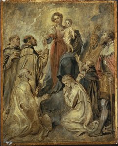 Die Jungfrau und das Kind des Rosenkranzes von Peter Paul Rubens