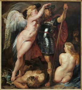 Die Krönung der Helden. Gemälde von Peter (Pieter) Paul Rubens (1577-1640), Öl auf Leinwand, um 1622. Flämische Kunst des 17. Jahrhunderts. München, Alte Pinakothek (Deutschland). von Peter Paul Rubens