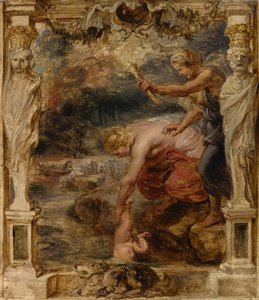 Thetis taucht den Säugling Achilles in den Fluss Styx, ca. 1635