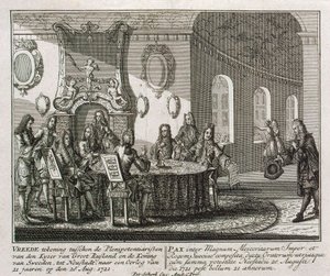 Abschluss des Friedensvertrags von Nystad am 20. August 1721 von Peter Schenk the Younger