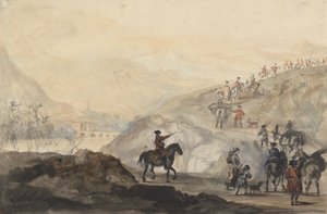 Kavallerietruppen und Lageranhänger in Bewegung