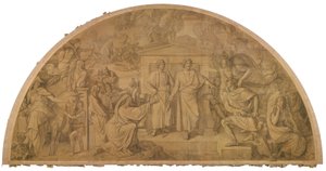 Der Zorn des Achill, Bogenfeld. Karton zu den Deckenbildern der Münchner Glyptothek von Peter von Cornelius