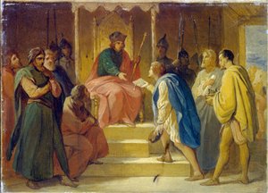 Der Großfürst Andrei I. Bogoljubski empfängt die von Kaiser Friedrich Barbarossa gesandten Handwerker von Petr Vasilievich Basin