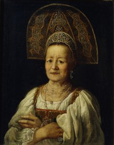 Porträt einer Kaufmannsfrau in Kokoshnik, 1796
