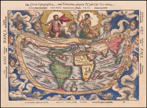 1544 Karte - Charta Cosmographica, Cum Ventorum Propria Natura et Operatione
