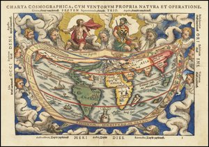 1553 Weltkarte - Charta Cosmographica, Cum Ventorum Propria Natura et Operatione