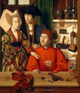 Goldschmied in seinem Laden von Petrus Christus