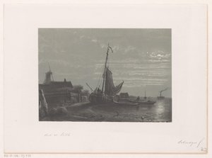 Segelschiff im Trockenen bei Mondlicht von Petrus Paulus Schiedges (I)