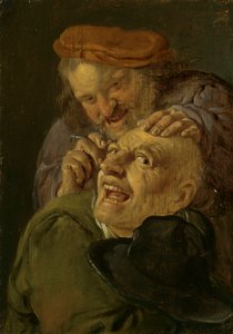 Fühlen: Ein Barbier behandelt einen Mann. Aus der Serie Personifikationen der fünf Sinne, ca. 1635-66 von Petrus Staverenus
