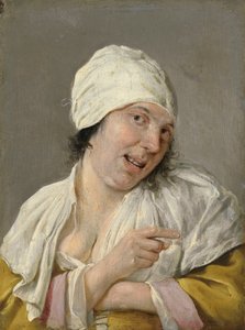 Sehen: Eine junge Frau zeigt. Aus der Serie Personifikationen der fünf Sinne, ca. 1635-66 von Petrus Staverenus