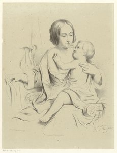Mutter mit Kind auf dem Schoß von Petrus Theodorus van Wijngaerdt