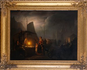 Ein Marktplatz bei Nacht, Brüssel, 1870 von Petrus van Schendel