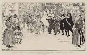 Königin Wilhelminas Thronbesteigung, Historische Prozession zu Ehren Ihrer Majestät von Phil May