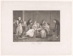 Gesellschaft junger Frauen und Männer in einem Interieur von Philibert Louis Debucourt