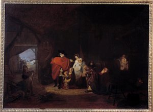 Menschlichkeit von Ludwig XVI.: Winter 1784, der König gibt Almosen an die Einwohner von Versailles von Philibert Louis Debucourt