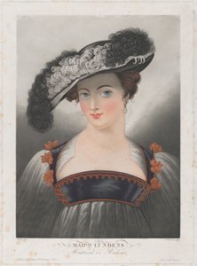 Porträt von Susanna Lunden, mit breitkrempigem Hut mit Federn von Philibert Louis Debucourt