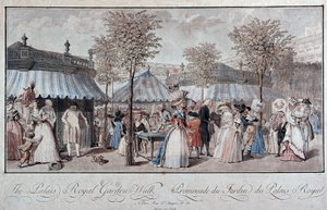 Spaziergang durch den Garten des Königspalastes - von Debucourt