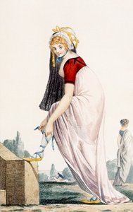 Junge Dame im griechischen Sommeroutfit, 1700, Illustration aus 