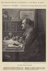 Porträt von Rudyard Kipling ausgestellt in der Royal Academy (Litho) von Philip (after) Burne Jones