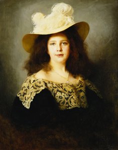 Porträt von Mici Lukacs, 10 Jahre alt, in einem dunkelblauen Kleid mit Spitzenkragen von Philip Alexius de Laszlo