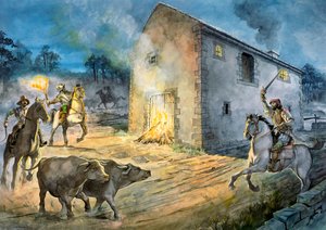 Reivers überfallen Birdoswald, 16. Jahrhundert von Philip Corke