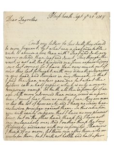 Autographenbrief an Solomon Dayrolles, Blackheath, 25. September 1754