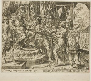 Achior bittet Holofernes für die Israeliten, Platte eins aus Die Geschichte von Judith und Holofernes