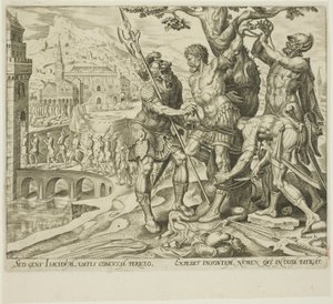 Die Israeliten finden Achior an einen Baum gebunden, Platte zwei aus Die Geschichte von Judith und Holofernes